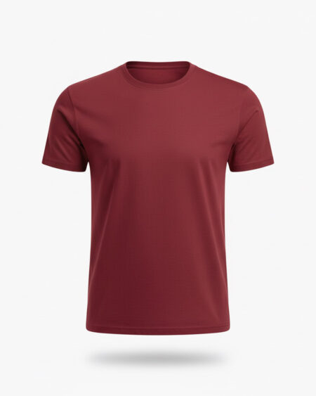 Maroon premium t shirt by Fioren – front view, soft breathable cotton tee